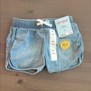 Cat & Jack Blue Denim Shorts with White Bow